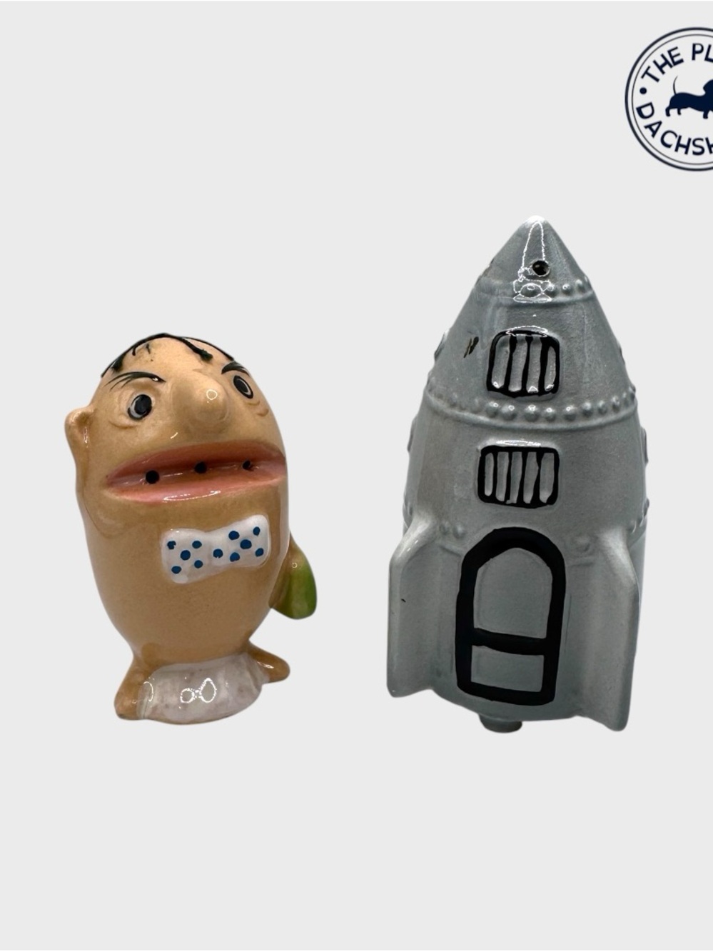 Vintage Enesco Rare Rocket & Alien Shaker Set